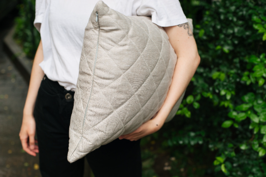 Hemp quilted Pillow filled HEMP FIBER in linen non-dyed fabric with regulation height