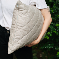 Hemp quilted Pillow filled HEMP FIBER in linen non-dyed fabric with regulation height