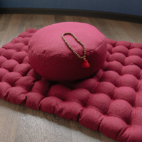 Maroon meditation cushions set Zafu and Zabuton with buckwheat hulls floor pillow Zen yoga space