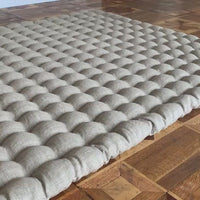Natural linen floor topper filled organic buckwheat hulls filling yoga mat multi chamber futon in non-dyed Linen fabric