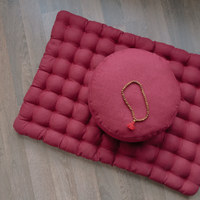 Maroon meditation cushions set Zafu and Zabuton with buckwheat hulls floor pillow Zen yoga space
