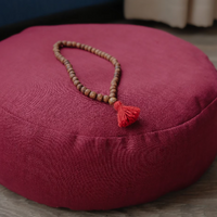 Maroon meditation cushions set Zafu and Zabuton with buckwheat hulls floor pillow Zen yoga space
