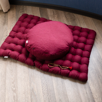 Maroon meditation cushions set Zafu and Zabuton with buckwheat hulls floor pillow Zen yoga space