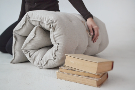 Organic HEMP Floor cushion reading nook pillow Organic Hemp fiber filling in non-dyed Linen fabric custom made
