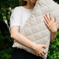 Hemp quilted Pillow filled HEMP FIBER in linen non-dyed fabric with regulation height