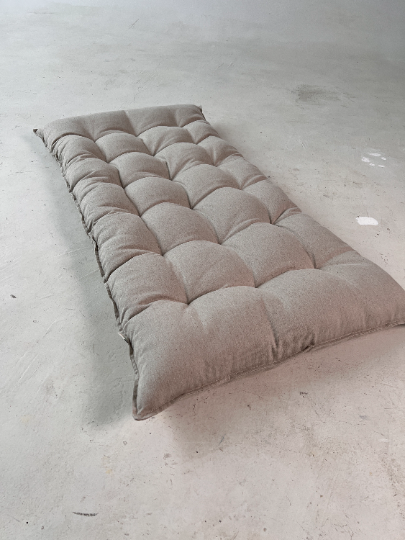 Organic HEMP Floor cushion reading nook pillow Organic Hemp fiber filling in non-dyed Linen fabric custom made