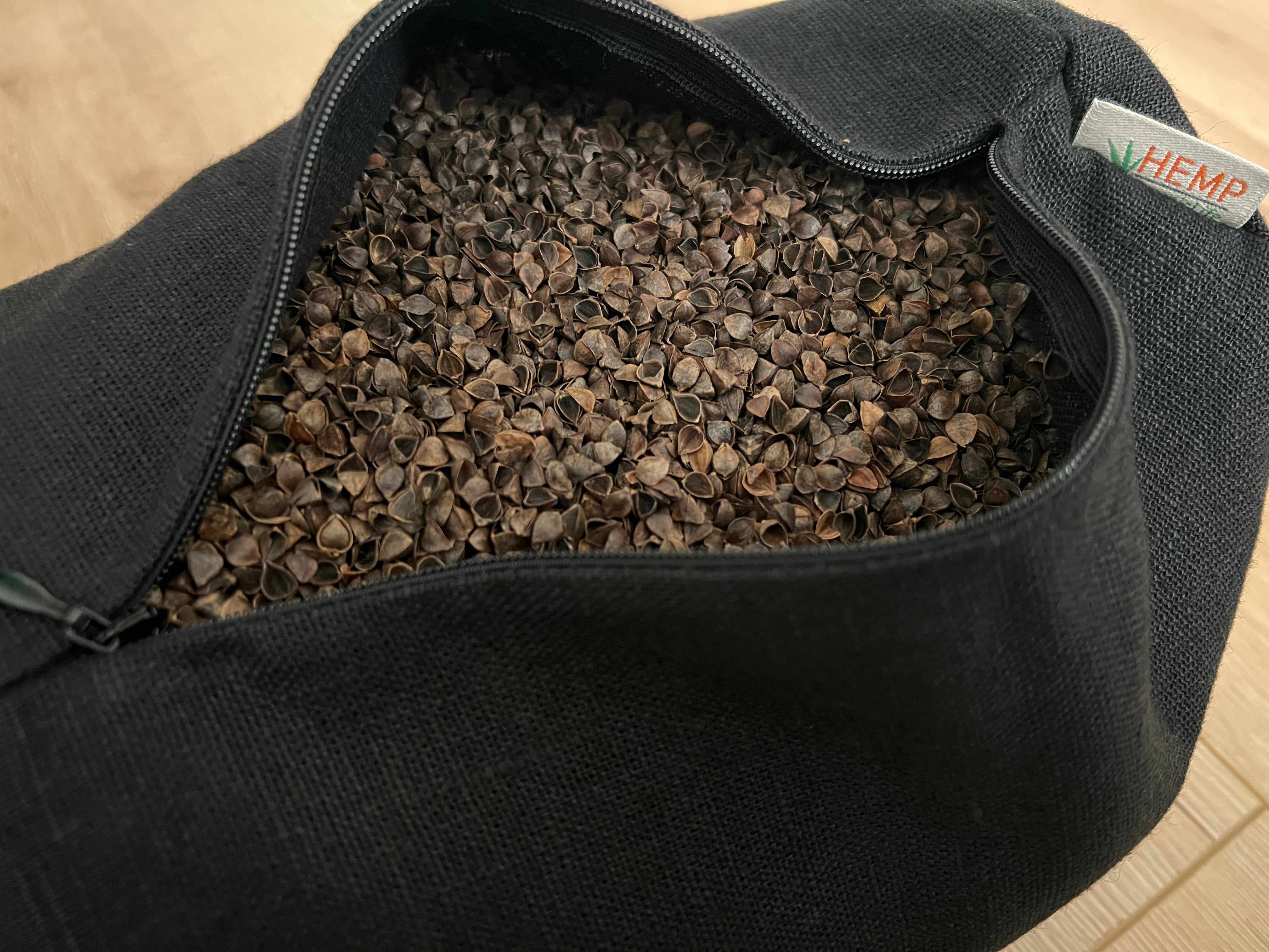 Bolster with Buckwheat hulls Linen fabric yoga pillow Meditation pillow black yoga pillow