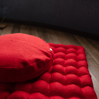 Meditation Set Zafu & Zabuton with Buckwheat hulls Red Linen Floor cushions Meditation pillow Meditation cushion Pillow Seat Yoga
