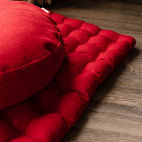 Meditation Set Zafu & Zabuton with Buckwheat hulls Red Linen Floor cushions Meditation pillow Meditation cushion Pillow Seat Yoga