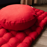 Meditation Set Zafu & Zabuton with Buckwheat hulls Red Linen Floor cushions Meditation pillow Meditation cushion Pillow Seat Yoga