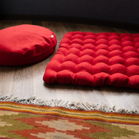 Meditation Set Zafu & Zabuton with Buckwheat hulls Red Linen Floor cushions Meditation pillow Meditation cushion Pillow Seat Yoga