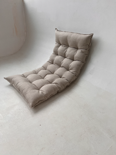 Organic HEMP Floor cushion reading nook pillow Organic Hemp fiber filling in non-dyed Linen fabric custom made