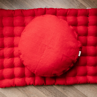 Meditation Set Zafu & Zabuton with Buckwheat hulls Red Linen Floor cushions Meditation pillow Meditation cushion Pillow Seat Yoga