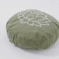 Lotos Embroidery Zafu Linen floor Meditation Cushion with Buckwheat hulls /Organic Meditation cushion/ pillow seat/Meditation pillow Yoga studio