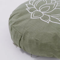 Lotos Embroidery Zafu Linen floor Meditation Cushion with Buckwheat hulls /Organic Meditation cushion/ pillow seat/Meditation pillow Yoga studio