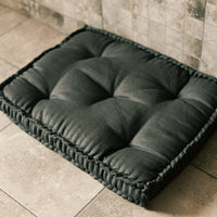 Dark grey Hemp Floor cushion with organic hemp fiber filling in linen fabric / floor pillow Pillow seat/Meditation Yoga /Natural