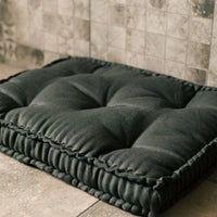 Dark grey Hemp Floor cushion with organic hemp fiber filling in linen fabric / floor pillow Pillow seat/Meditation Yoga /Natural