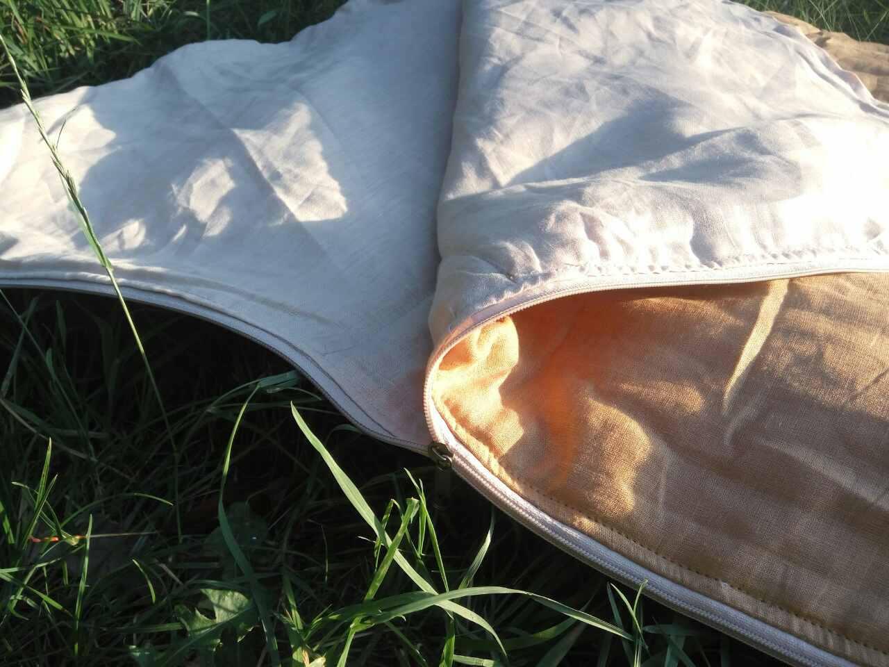 Easy Organic HEMP Sleeping bag in linen fabric- organic hemp fiber filling + linen fabric - hand made