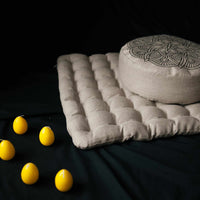 Embroidery Meditation Set Zafu & Zabuton Mandala with Buckwheat hulls Linen Floor cushions Meditation pillow Meditation cushion Meditation pouf Pillow Seat Yoga mat