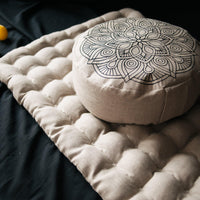 Embroidery Meditation Set Zafu & Zabuton Mandala with Buckwheat hulls Linen Floor cushions Meditation pillow Meditation cushion Meditation pouf Pillow Seat Yoga mat