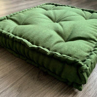Green Hemp Floor cushion with organic hemp fiber filling in linen fabric / floor pillow Pillow seat/Meditation Yoga /Natural