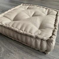 Hemp Floor cushion with organic hemp fiber filling in natural linen fabric / floor pillow / Meditation Yoga