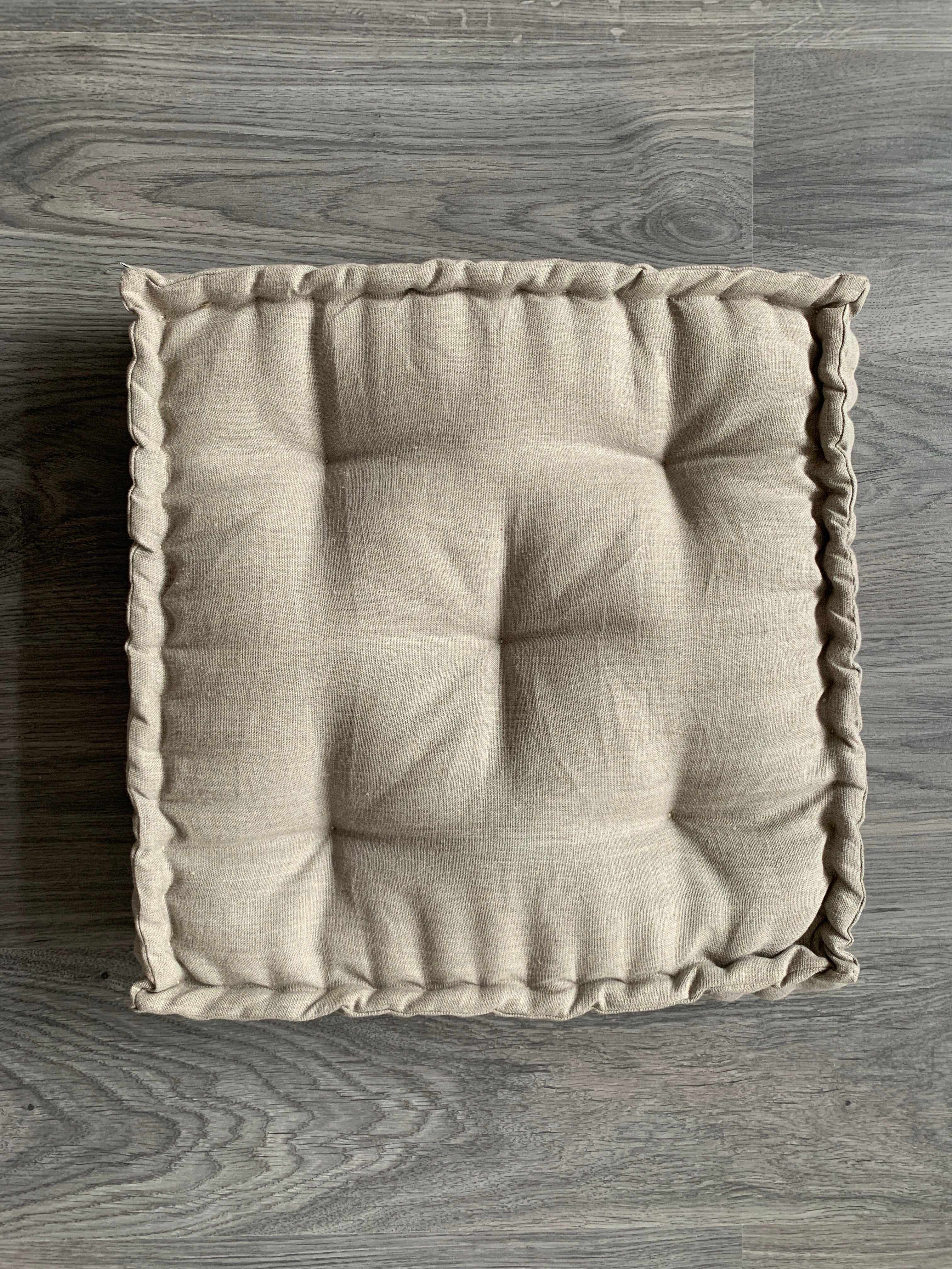 Hemp Floor cushion with organic hemp fiber filling in natural linen fabric / floor pillow / Meditation Yoga