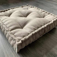 Hemp Floor cushion with organic hemp fiber filling in natural linen fabric / floor pillow / Meditation Yoga