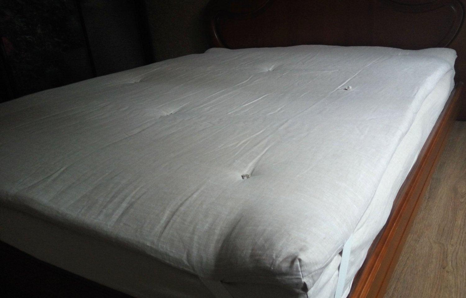 Hemp mattress Topper HEMP fiber filling in natural non-dyed Linen fabric