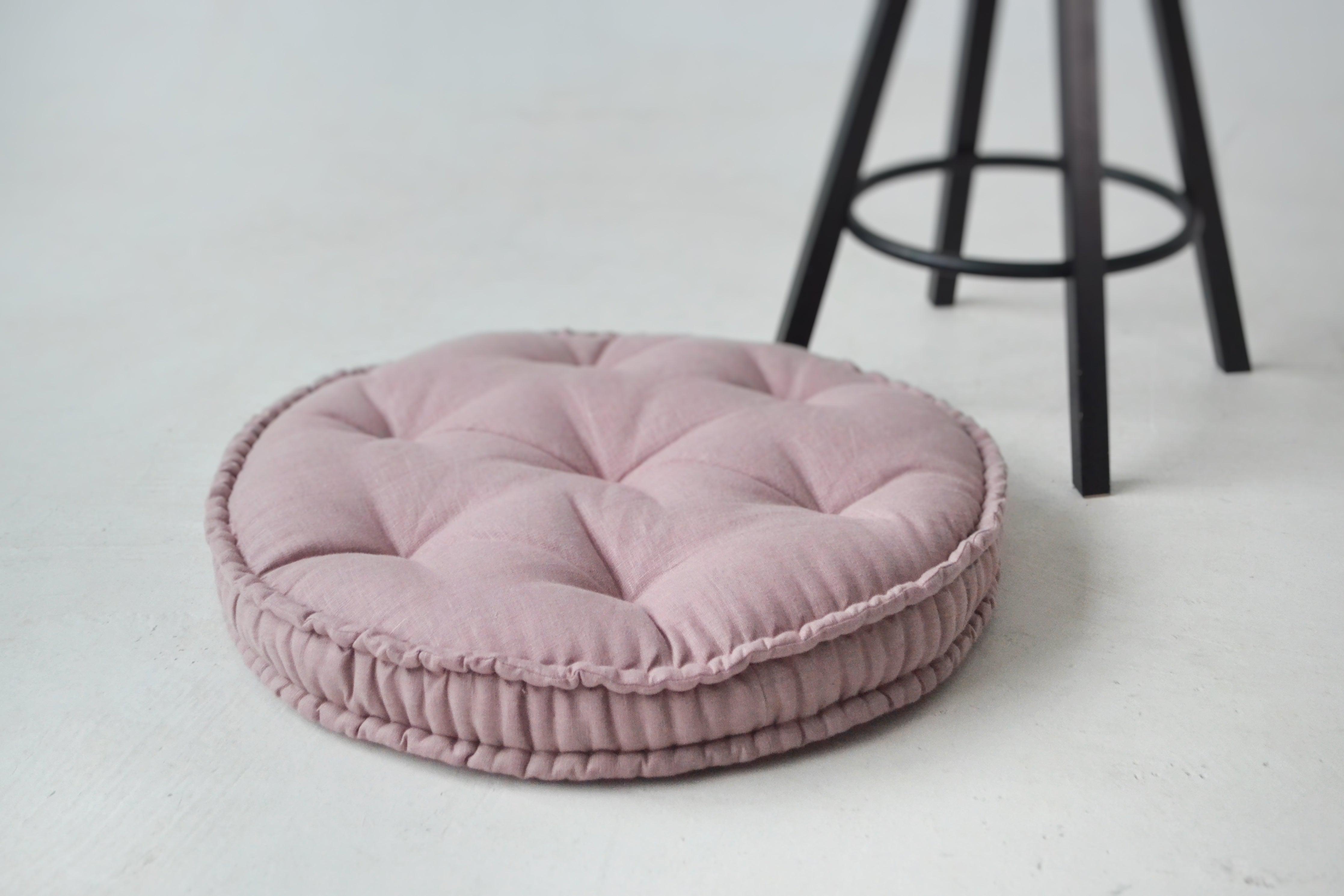 Round Hemp cushion Hemp fiber filling in linen fabric natural organic Floor cushion Meditation pillow custom made size