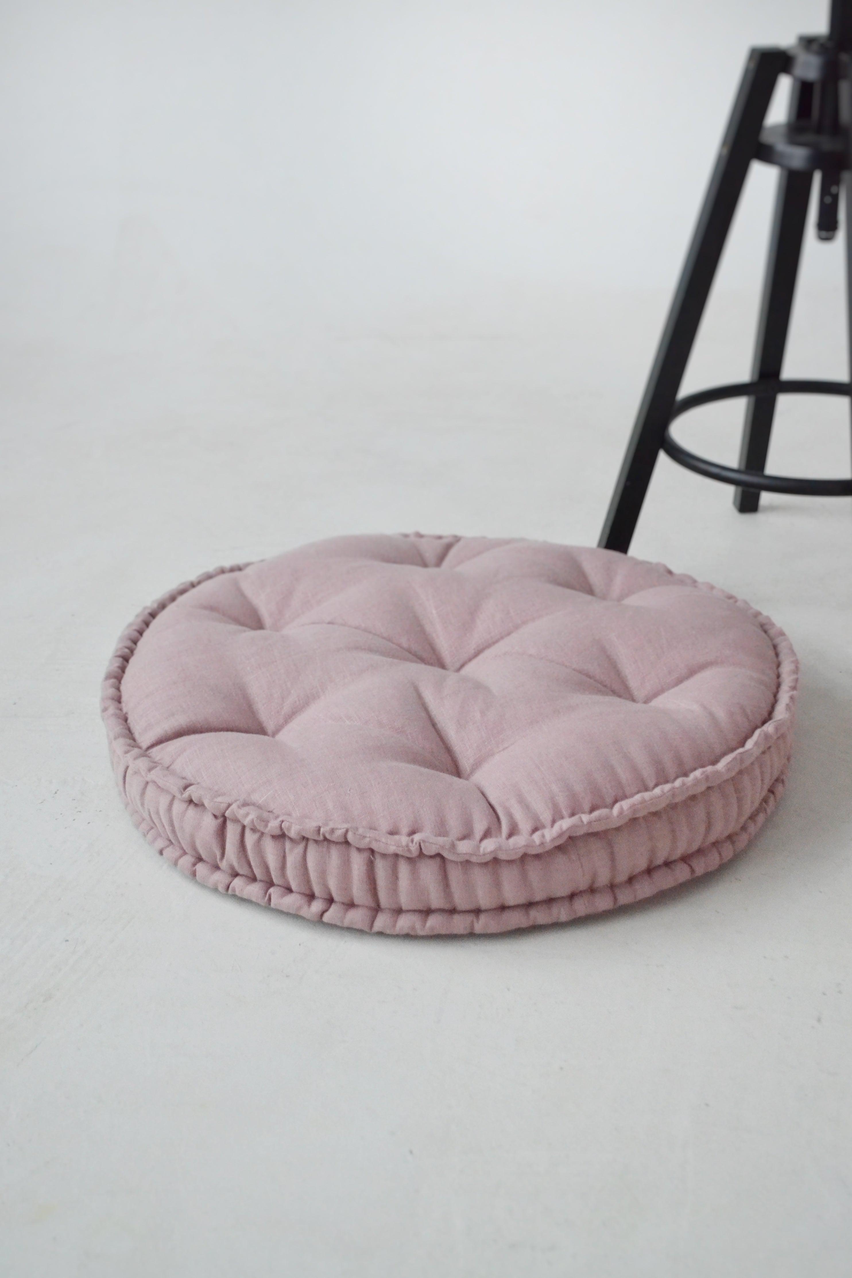 Round Hemp cushion Hemp fiber filling in linen fabric natural organic Floor cushion Meditation pillow custom made size