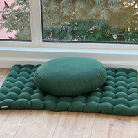 Green Meditation Set Zafu & Zabuton with Buckwheat hulls Meditation pillow Meditation cushion pouf Zen cushion Meditation Space Yoga