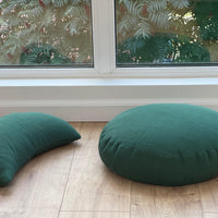 Green Meditation Set Zafu & Zabuton with Buckwheat hulls Meditation pillow Meditation cushion pouf Zen cushion Meditation Space Yoga