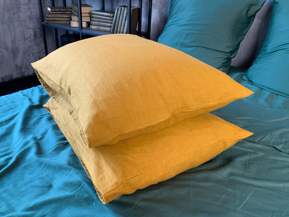Linen Pillowcases Linen Washed Fabric Black White Green Ashen Pink Custom sizes Make to order