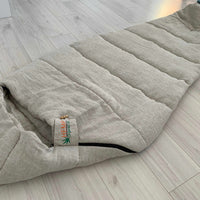 HEMP natural Sleeping bag with hood thick organic hemp fiber filling inside in linen non-dyed fabric hand made