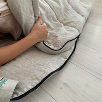 HEMP natural Sleeping bag with hood thick organic hemp fiber filling inside in linen non-dyed fabric hand made