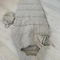 HEMP natural Sleeping bag with hood thick organic hemp fiber filling inside in linen non-dyed fabric hand made