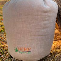 HEMP natural Sleeping bag with hood thick organic hemp fiber filling inside in linen non-dyed fabric hand made