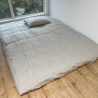 Hemp Linen Shikibuton Mat 3” thick organic mat with hemp fiber filler inside in natural non-dyed Linen fabric