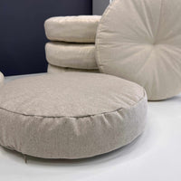 Round Hemp cushion with removable cover Hemp fiber filling in cotton fabric with linen non-dyed cover Floor cushion custom made size