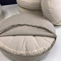 Round Hemp cushion with removable cover Hemp fiber filling in cotton fabric with linen non-dyed cover Floor cushion custom made size