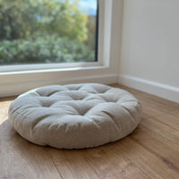 Round Hemp cushion Hemp fiber in non-dyed linen fabric natural organic Floor cushion