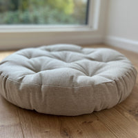 Round Hemp cushion Hemp fiber in non-dyed linen fabric natural organic Floor cushion