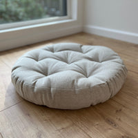 Round Hemp cushion Hemp fiber in non-dyed linen fabric natural organic Floor cushion