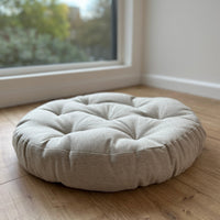 Round Hemp cushion Hemp fiber in non-dyed linen fabric natural organic Floor cushion