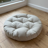 Round Hemp cushion Hemp fiber in non-dyed linen fabric natural organic Floor cushion