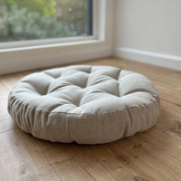 Round Hemp cushion Hemp fiber in non-dyed linen fabric natural organic Floor cushion