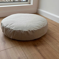 Round Hemp cushion with removable cover Hemp fiber filling in cotton fabric with linen non-dyed cover Floor cushion custom made size