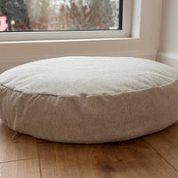 Round Hemp cushion with removable cover Hemp fiber filling in cotton fabric with linen non-dyed cover Floor cushion custom made size