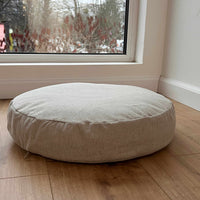 Round Hemp cushion with removable cover Hemp fiber filling in cotton fabric with linen non-dyed cover Floor cushion custom made size